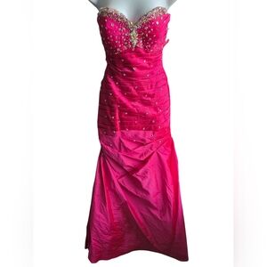 NWT Mori Lee Madeline Gardner Hot Pink Prom Pageant Gown Size 7/8